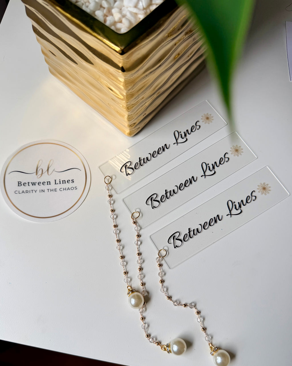 Acrylic Crystal & Pearl Bookmark