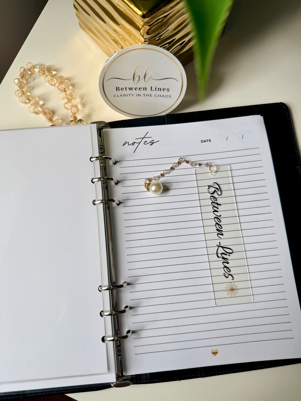 Acrylic Crystal & Pearl Bookmark